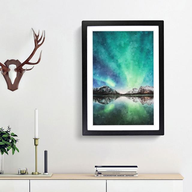 Northern Lights over Skagsanden Beach - Picture Frame Graphic Art Print East Urban Home Size: 45cm H x 33cm W x 2cm D, Frame Option: Black Framed on Productcaster.