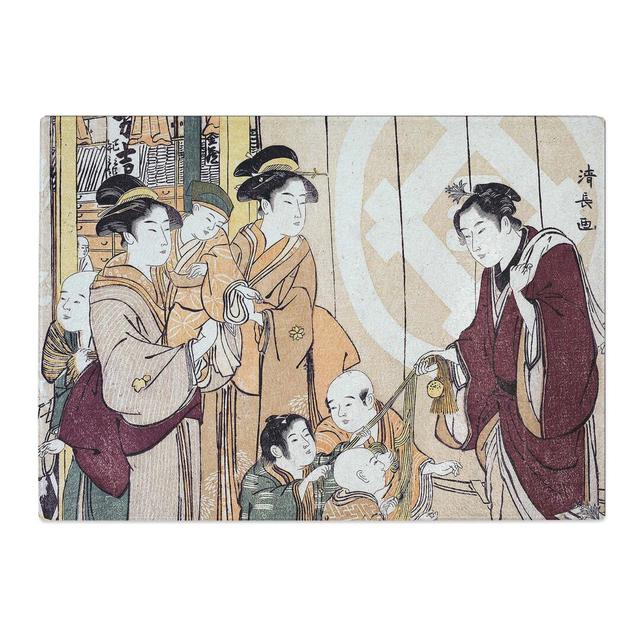 Tempered Glass Shopping on New Years Day by Torii Kiyonaga Chopping Board East Urban Home Size: 28.5 cm x 20 cm on Productcaster.