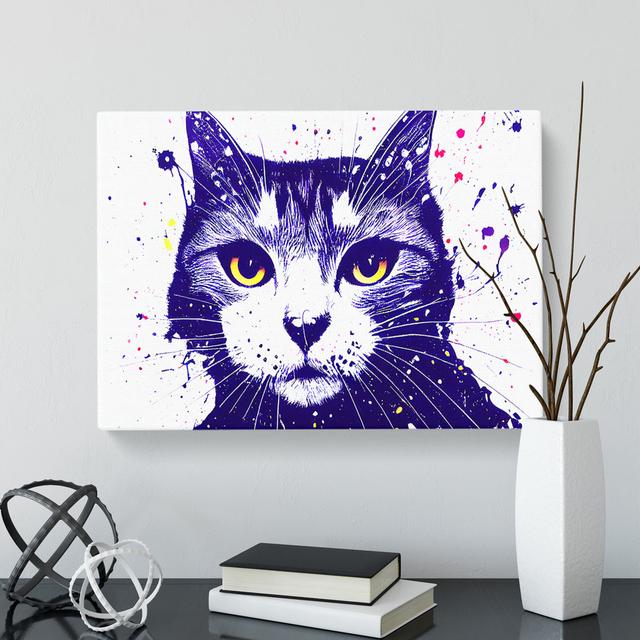 Cat Paint Splatter - Wrapped Canvas Print Marlow Home Co. on Productcaster.