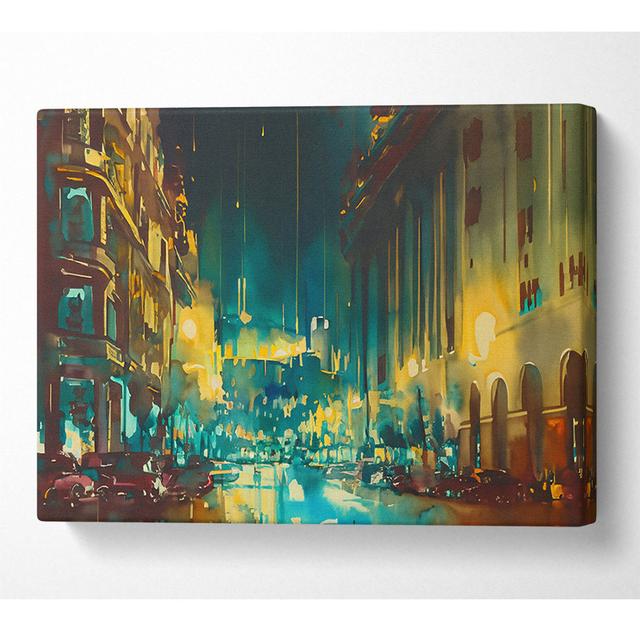 Busy Night Traffic Watercolour Canvas Watercolour Latitude Run Size: 101.6cm H x 142.2cm W x 10cm D on Productcaster.