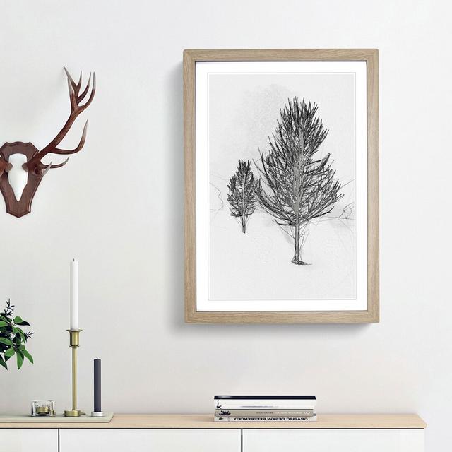 Winter Trees Abstract Art - Picture Frame Painting Print East Urban Home Frame Option: Oak Framed, Size: 65cm H x 48cm W x 2cm D on Productcaster.