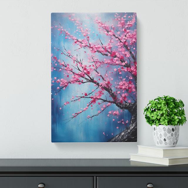 Cherry Blossom Tree Action Painting - No Frame Print Marlow Home Co. Size: 60cm H x 40cm W x 3cm D on Productcaster.