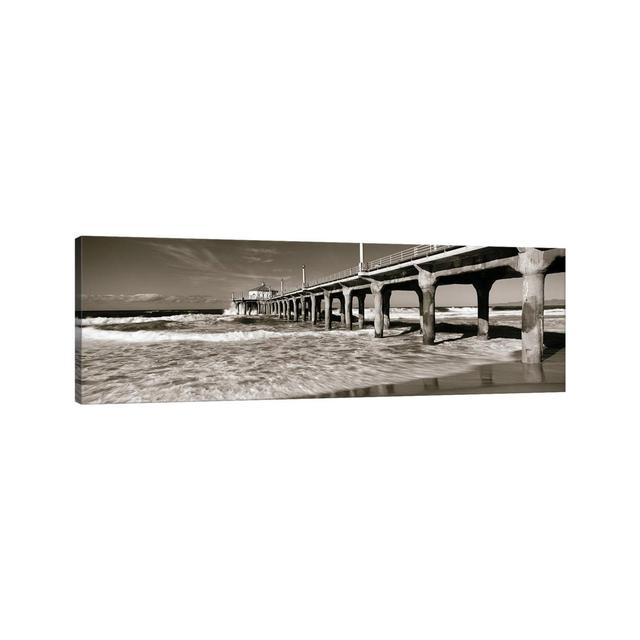 Low Angle View Of A Pier, Manhattan Beach Pier, Manhattan Beach - Wrapped Canvas Panoramic Print Ebern Designs Size: 50.8cm H x 152.4cm W x 3.81cm D on Productcaster.