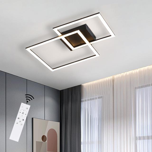 LED Deckenleuchte Quadratisch Weiß Modern Dimmbar mit Fernbedienung 57cm für Schlafzimmer Küche Metro Lane Fixture Finish: Black on Productcaster.