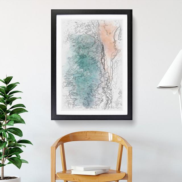 A Beach in Brazil Sketch Picture Frame East Urban Home Format: Black Framed, Size: 63cm H x 45cm W x 2cm D on Productcaster.