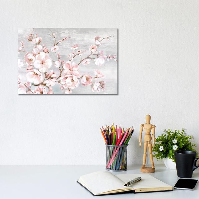 Spring Cherry Blossoms I by Eva Watts - Wrapped Canvas Painting Print Latitude Run Size: 20.5cm H x 31cm W x 1.9cm D on Productcaster.