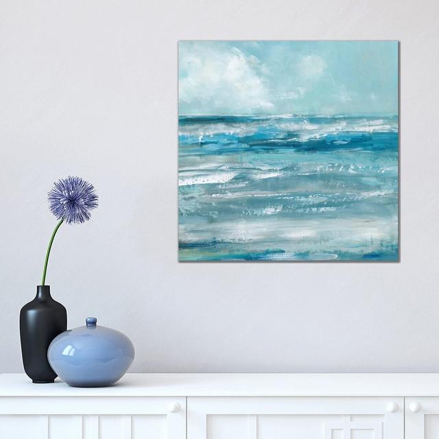 'Windswept Waves' Oil Painting Print on Canvas Etta Avenue Size: 45.72cm H x 45.72cm W x 3.81cm D on Productcaster.