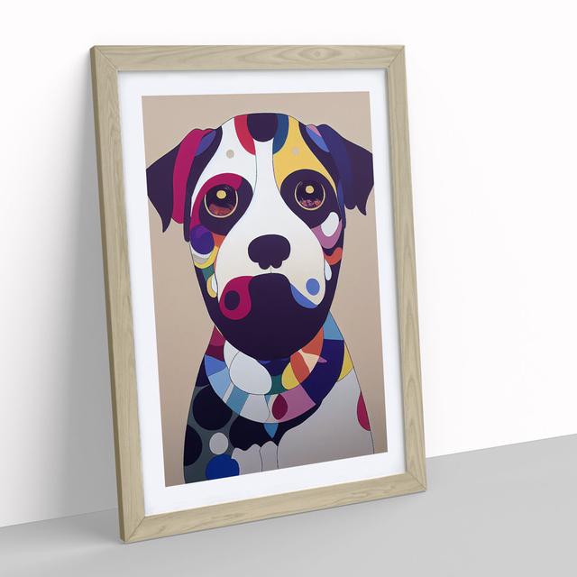 Artistic Dog Abstract - Picture Frame Graphic Art Marlow Home Co. Size: 64cm H x 46cm W x 2cm D, Frame Colour: Oak Framed on Productcaster.