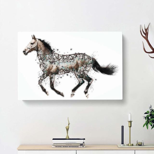 Horse Deconstructed in Abstract - Wrapped Canvas Painting Print East Urban Home Size: 50cm H x 76cm W x 3cm D on Productcaster.