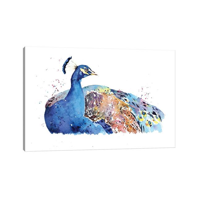 Peacock by EdsWatercolours - Wrapped Canvas Painting Latitude Vive Size: 30.48cm H x 45.72cm W x 1.91cm D on Productcaster.