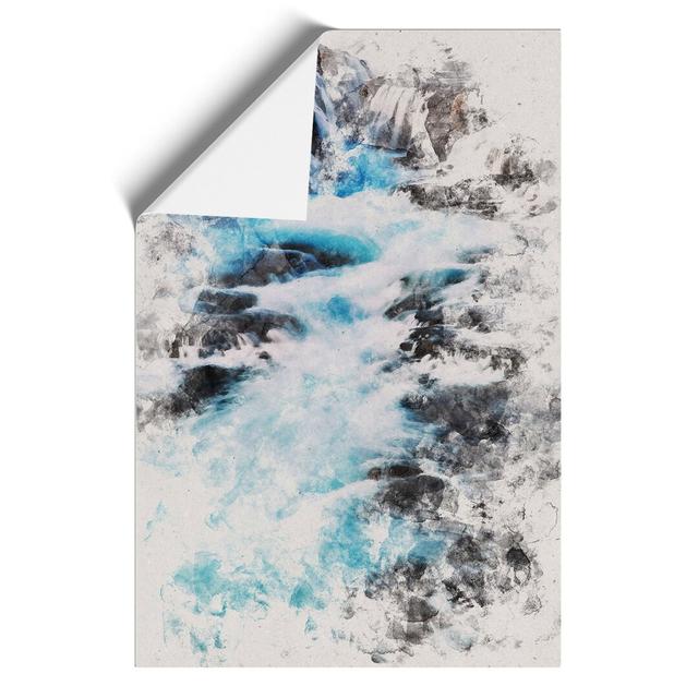 Waterfalls in Iceland Watercolour - Unframed Graphic Art East Urban Home Size: 84cm H x 59cm W x 0.1cm D on Productcaster.