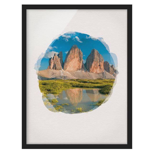 South Tyrolean Peaks and Water Reflection - Picture Frame Graphic Art Union Rustic Frame Option: White Framed, Size: 100cm H x 70cm W x 2cm D on Productcaster.