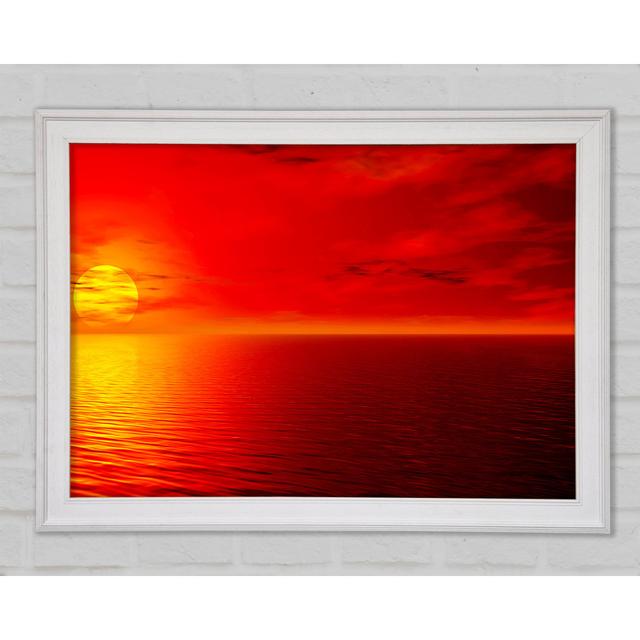 Orange Sunlit Ocean Framed Print Wall Art Ivy Bronx Format: White Framed Paper, Size: 59.7cm H x 84.1cm W x 1.5cmD on Productcaster.