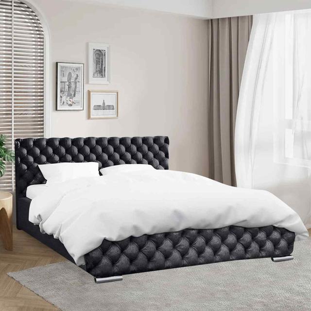 Giorgio Bed Single Plush Velvet Mustard Envisage Trade Size: Super King (6'), Colour: Grey on Productcaster.