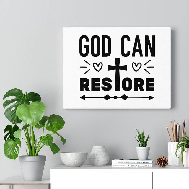 God Can Restore - Wrapped Canvas Typography Blue Elephant Size: 61cm H x 76cm W on Productcaster.