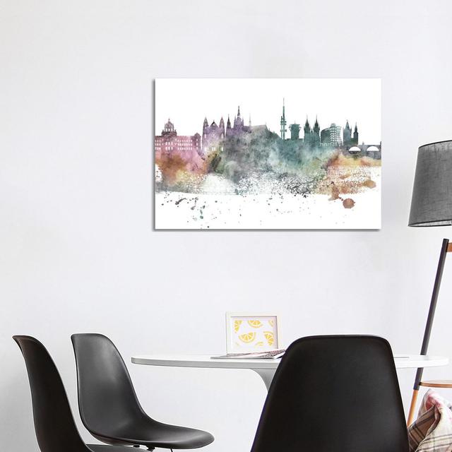 Prague Pastel Skyline by WallDecorAddict - Wrapped Canvas Print Latitude Run Size: 66.04cm H x 101.6cm W x 3.81cm D on Productcaster.