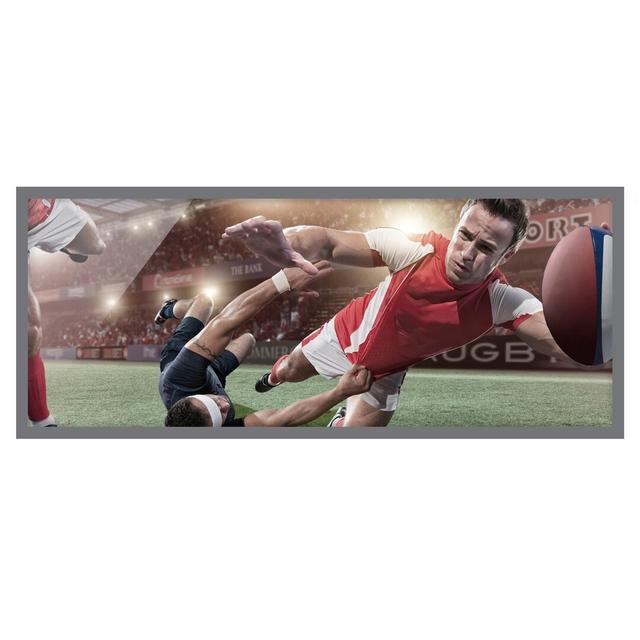 Rugby in Motion - Picture Frame Graphic Art Ebern Designs Size: 40cm H x 100cm W x 2cm D, Frame Option: Grey Framed on Productcaster.