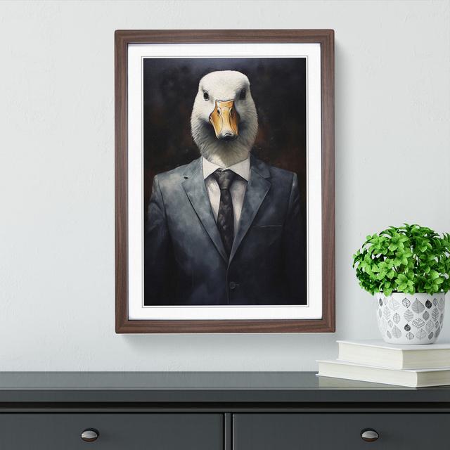 Goose in a Suit Painting No.2 Happy Larry Size: 46cm H x 34cm W, Format: Walnut Framed on Productcaster.