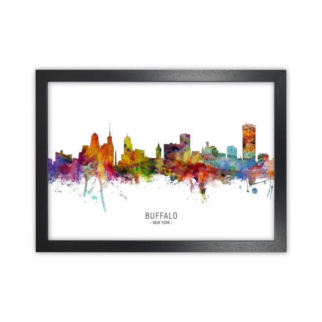 Buffalo New York Skyline by Michael Tompsett - Print Latitude Run Format: Black Framed, Size: 64cm H x 88cm W x 3cm D on Productcaster.