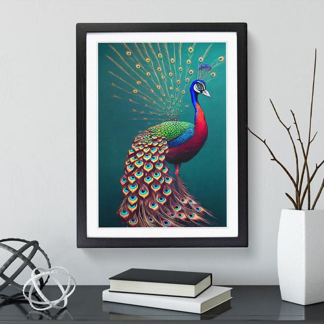 Artistic Peacock - Single Picture Frame Print World Menagerie Frame Colour: Black, Size: 46cm H x 34cm W x 2cm D on Productcaster.