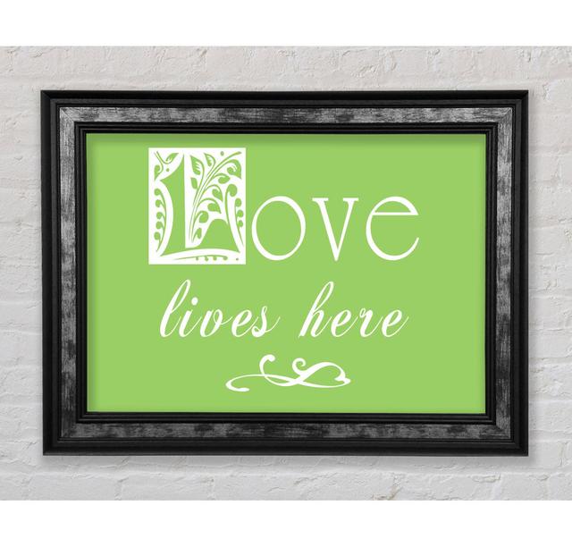 Love Quote Love Lives Here - Single Picture Frame Typography Bright Star Colour: Green, Size: 21cm H x 42cm W x 8cm D on Productcaster.