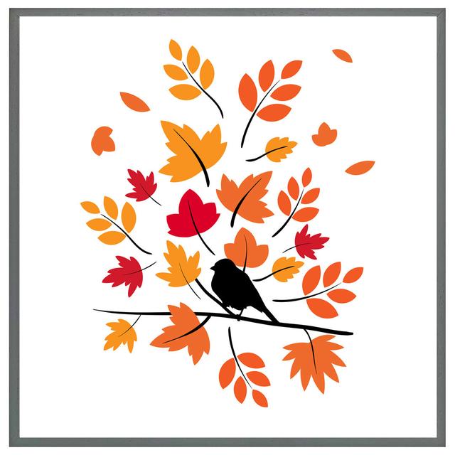 Hartstown Autumn Bird On Branch - Single Picture Frame Art Prints ClassicLiving Size: 41cm H x 41cm W x 4cm D, Frame Colour: Black Framed on Productcaster.