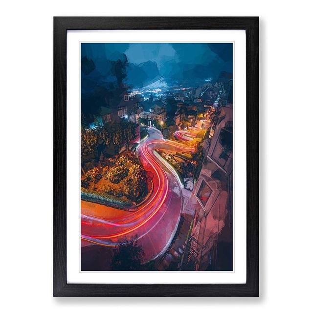 Top of Lombard Street in San Francisco in Abstract - Picture Frame Graphic Art Print East Urban Home Frame Option: Black, Size: 50cm H x 35cm W x 2cm on Productcaster.