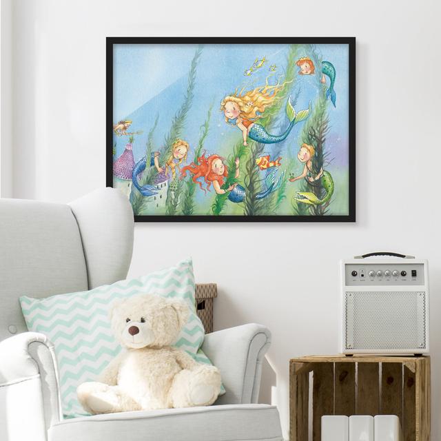 Matilda the Mermaid Princess - Picture Frame Graphic Art Harriet Bee Size: 30cm H x 40cm W x 2cm D, Frame Option: Black Framed on Productcaster.