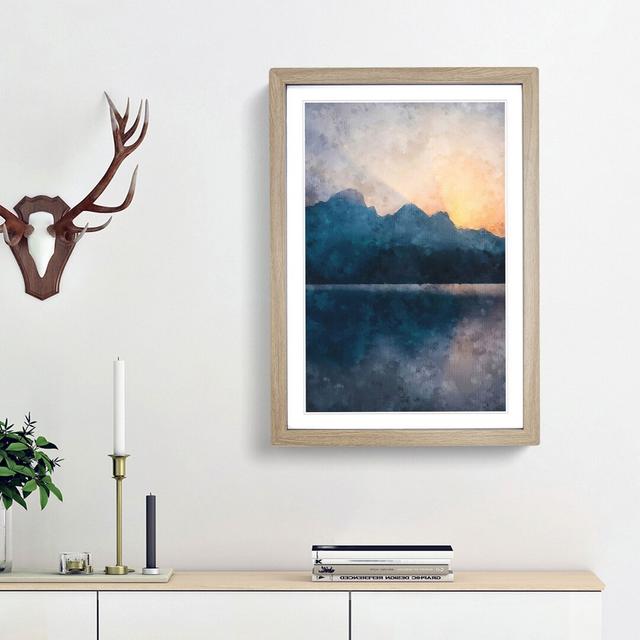 Sunrise over the Mountains Abstract - Picture Frame Graphic Art Print East Urban Home Size: 63cm H x 45cm W x 2cm D, Frame Option: Oak Framed on Productcaster.