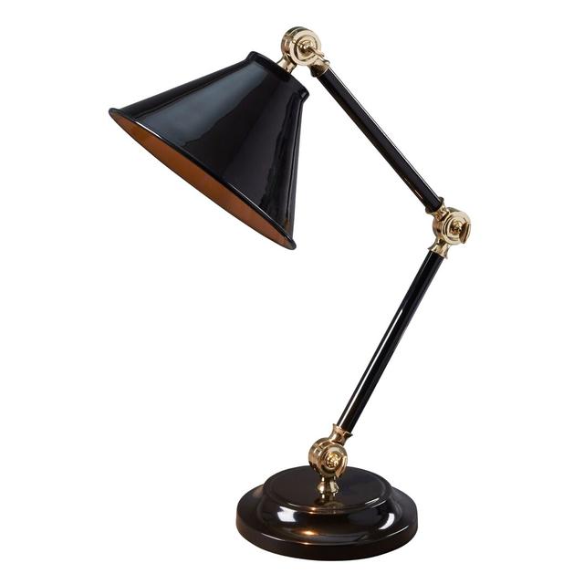 Evie 52cm Desk Lamp Longshore Tides Finish: Black/Polished brass on Productcaster.