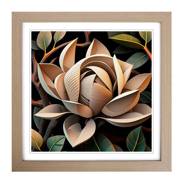 Magnolia Flower Constructivism - Single Picture Frame Print on Wood Latitude Vive Format: Oak on Productcaster.