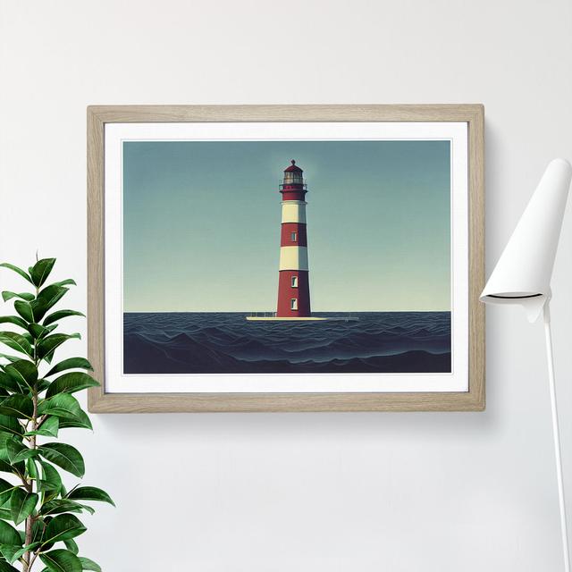 Stupendous Lighthouse - Picture Frame Graphic Art Breakwater Bay Size: 25cm H x 34cm W x 2cm D, Frame Colour: Oak Framed on Productcaster.