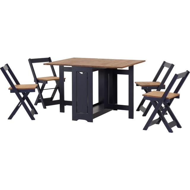 Palmateer 4 - Person Dining Set Brambly Cottage Table Base Colour: Navy Blue on Productcaster.