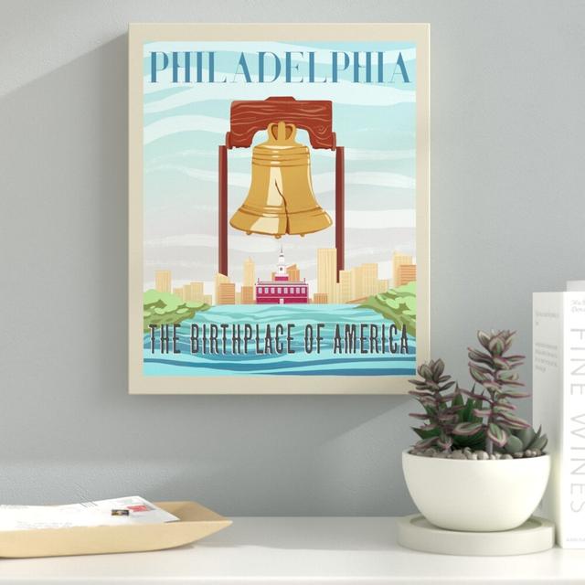 Philadelphia Postcard - Graphic Art Print East Urban Home Size: 50.8cm H x 43.18cm W x 3.81cm D, Format: Wrapped Canvas on Productcaster.