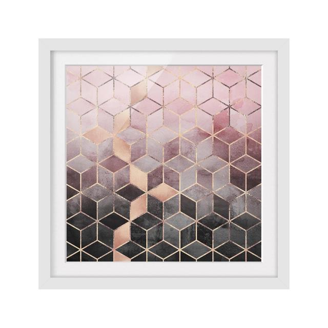 Pink Grey Golden Geometry - Picture Frame Graphic Art Fairmont Park Size: 70cm H x 70cm W x 2cm D, Matte Colour: White, Format: White on Productcaster.