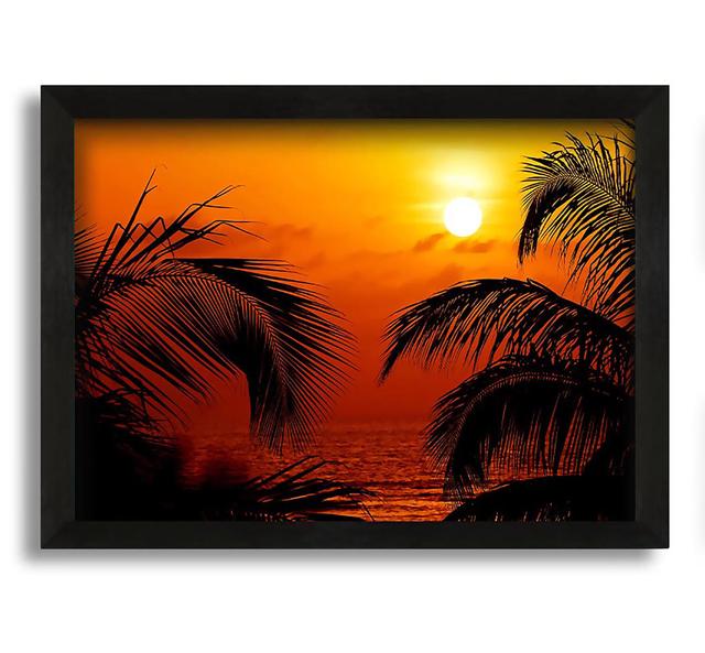 Orange Palmtree Sun - Picture Frame Photograph on Canvas Pergo Classics Size: 30cm H x 42cm W x 10cm D on Productcaster.