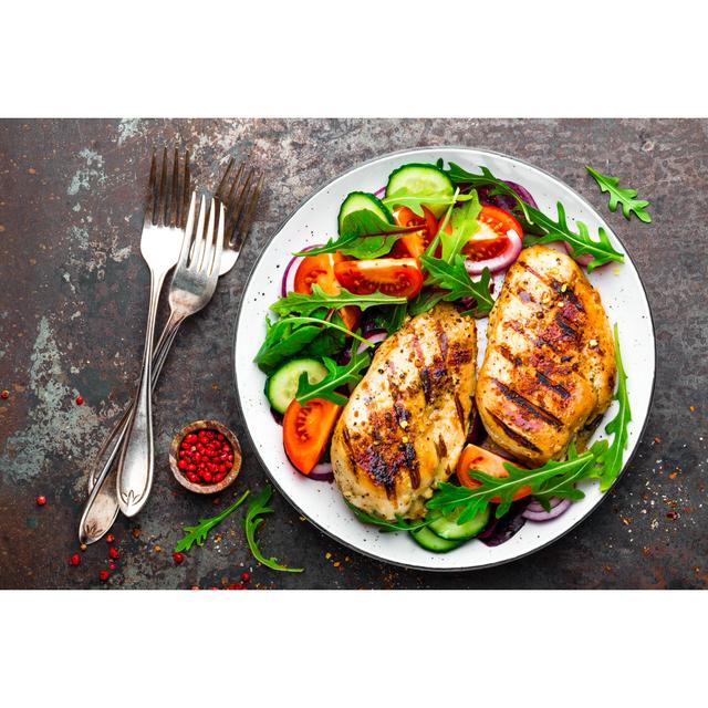 Grilled Chicken Breast with Salad by Yelenayemchuk - Wrapped Canvas Photograph Ebern Designs Size: 61cm H x 91cm W on Productcaster.