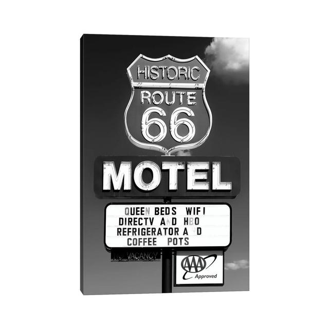 Black Arizona Series - Historic Route 66 Motel - Wrapped Canvas Photograph Latitude Run Size: 101.6cm H x 66.04cm W x 1.91cm D on Productcaster.