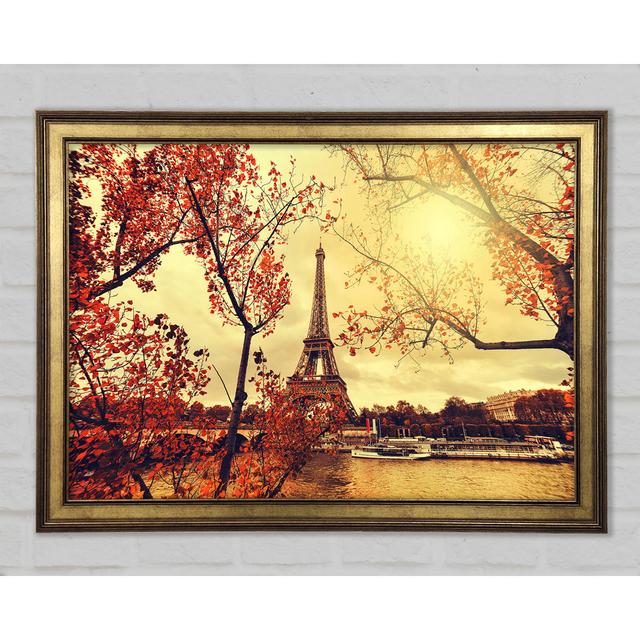 Eiffel Tower Retro 12 Framed Print Fleur De Lis Living Size: 84.1cm H x 118.9cm W x 1.5cm D on Productcaster.