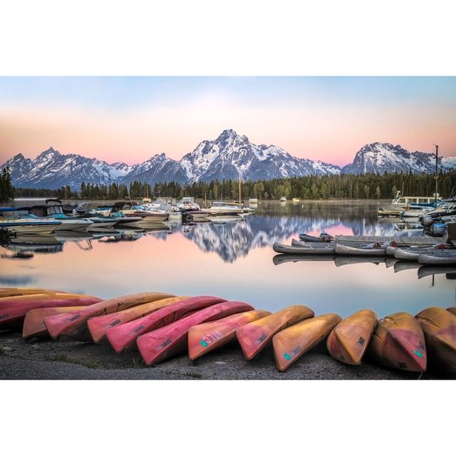 Lakin Canoes in Colter Bay - Wrapped Canvas Photograph Alpen Home Size: 51cm H x 76cm W x 3.8cm D on Productcaster.