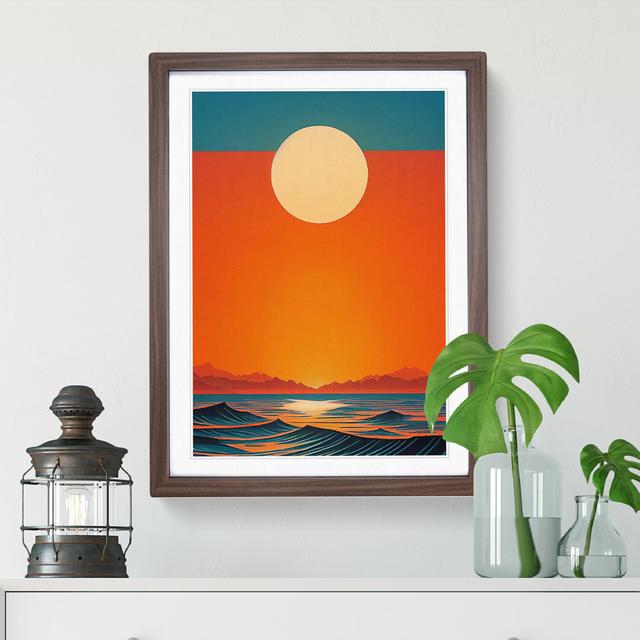 Wild Ocean Sunset Abstract House of Hampton Size: 34cm H x 25cm W x 2cm D, Frame Colour: Brown Framed on Productcaster.