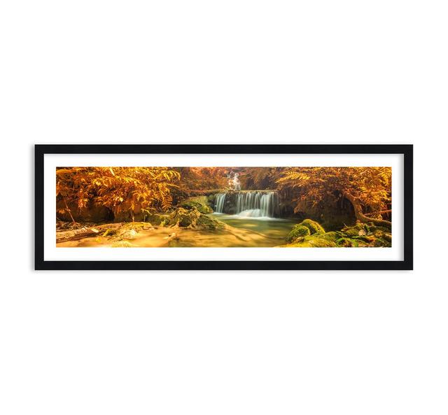 'Forest Cascade in Gold' - Picture Frame Photograph Print on Canvas Union Rustic Size: 30cm H x 90cm W x 1.4cm D on Productcaster.