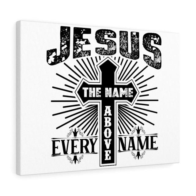 Jesus the Name - Wrapped Canvas Typography Blue Elephant Size: 28cm H x 36cm W on Productcaster.