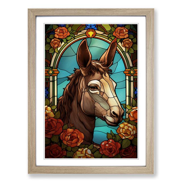 Donkey Nouveau - Single Picture Frame Art Prints on Wood Brambly Cottage Format: Oak Framed, Size: 64cm H x 46cm W on Productcaster.