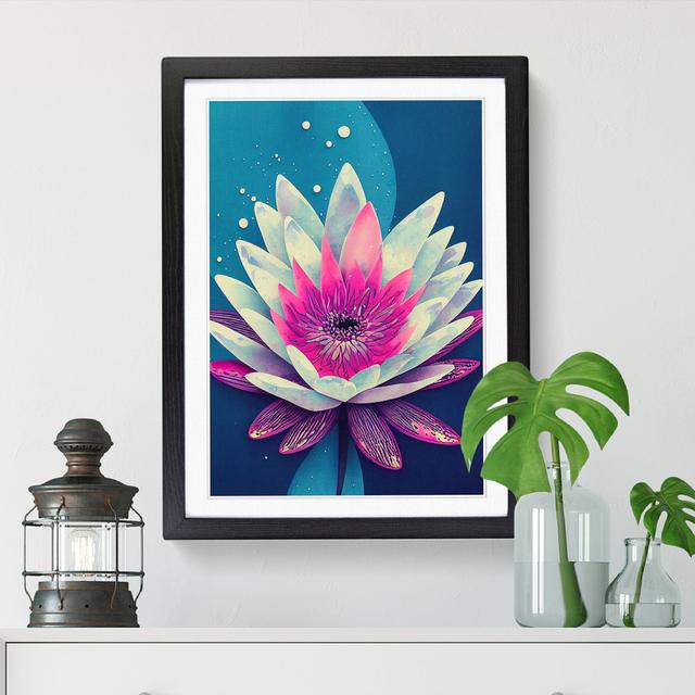 Water Lily Flower Splatter - Single Picture Frame Graphic Art Marlow Home Co. Size: 34cm H x 25cm W x 2cm D, Frame Option: Black on Productcaster.