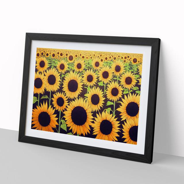 Contemporary Sunflower Field - Picture Frame Graphic Art Brambly Cottage Size: 34cm H x 46cm W x 2cm D, Frame Colour: Black on Productcaster.