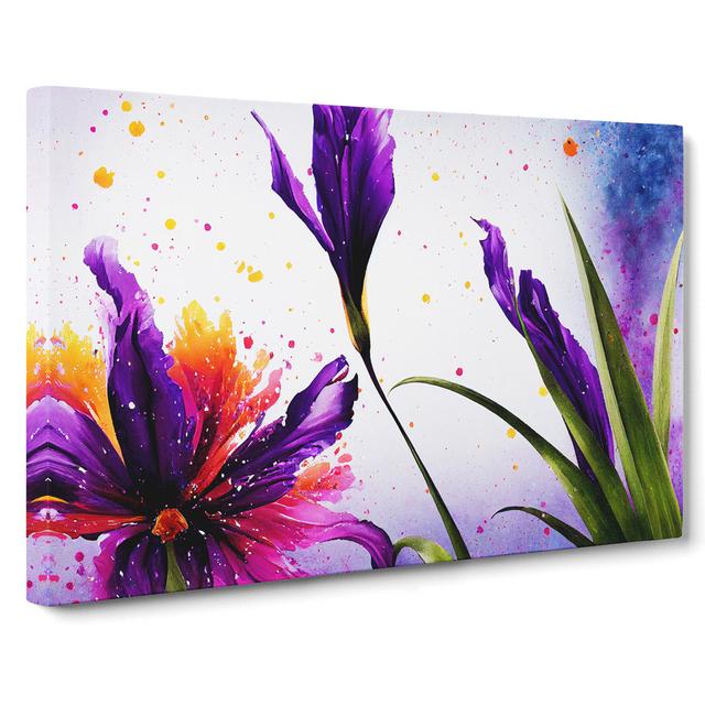 Iris Flower Splash Vol.4 - Wrapped Canvas Graphic Art ClassicLiving Size: 50cm H x 76cm W on Productcaster.