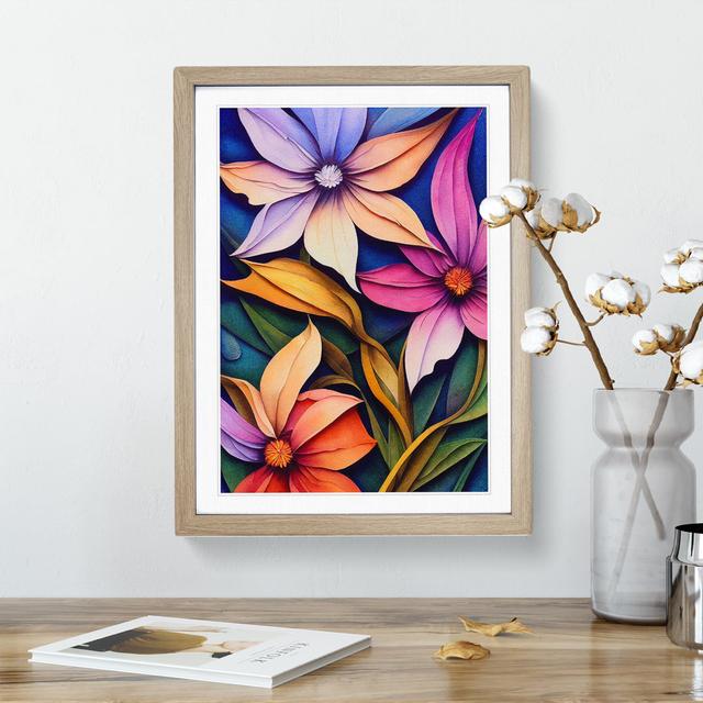 Colourful Flowers No.2 - Graphic Art Marlow Home Co. Size: 48cm H x 36cm W, Format: Oak Framed, Matte Colour: White on Productcaster.