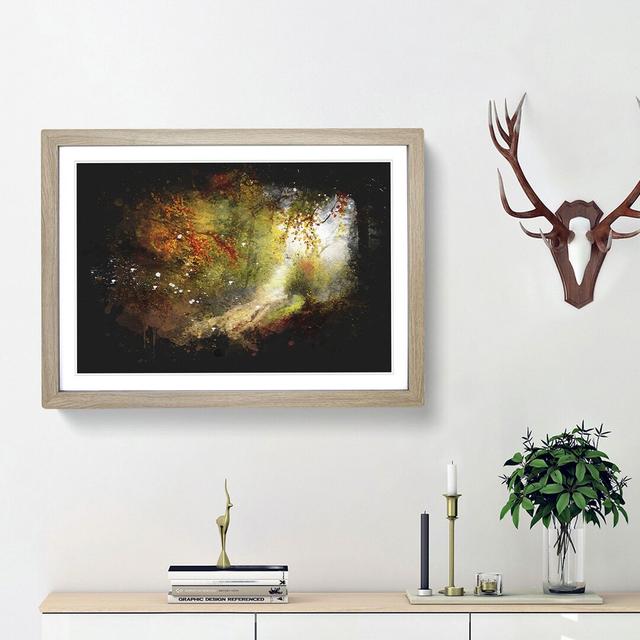 Autumn Forest Paint Splash - Picture Frame Graphic Art East Urban Home Frame Option: Oak Framed, Size: 24cm H x 33cm W x 2cm D on Productcaster.