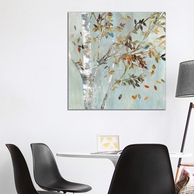 Birch with Leaves I by Allison Pearce - Wrapped Canvas Painting Rosalind Wheeler Size: 94cm H x 94cm W on Productcaster.